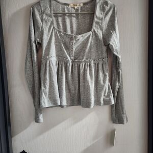 Gray Long Sleeve Women's Top